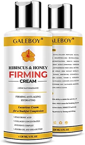 Hibiscus and Honey Firming Cream, Neck Firming Cream, Double Chin Reducer, Skin Firming and Tightening Lotion Cream, Neck Cream for Sagging Skin, Body Tight Cellulite Cream, Firming Lotion for Body Loose Skin-Anti Aging, Lifting, Anti Wrinkles-With Collagen & Hyaluronic Acid-4 oz 120ml