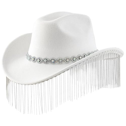 Chapeau franges strass femme au design brillant pour tenues de soirées et festivals