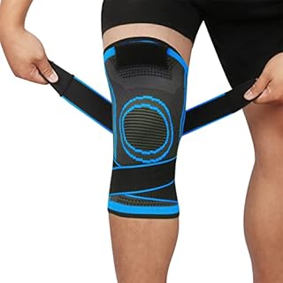 Knee Supports 2 Pack Knee Brace with Adjustable Strap Compression Knee Sleeves for Running Joint Pain Arthritis Meniscus Tear Cartilage Damage Tendonitis Quick Recovery Unisex (Black, M)