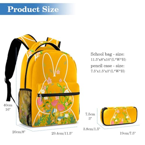 Ensemble sac à dos multicolore et sa trousse lapin fleuri