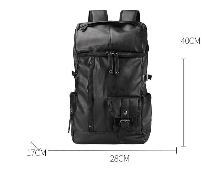 Mochila Gran Capacidad 15.6 Pulgadas Bolsa De Computadora Portátil De Cuero Genuino Mochila De Fin De Semana Travel Travel Mens Business Casual Impermeable Negro