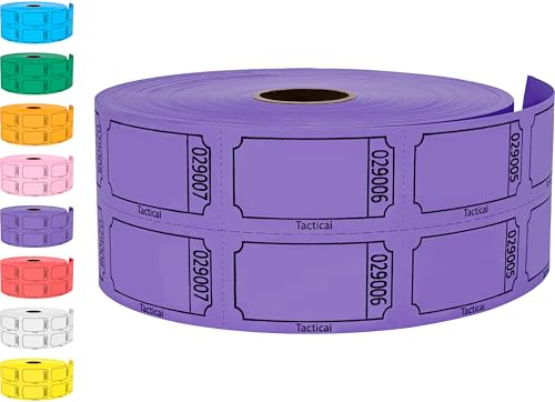 Tacticai 1000 Blank Raffle Tickets, 50/50 Double Roll, Purple