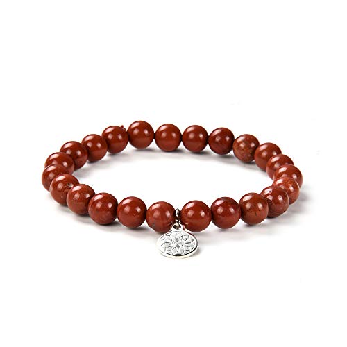 Red Jasper Bracelet | Stretchy Chakra Healing Gemstone Boho Quartz Bracelet | Elastic Mood Enhancing Mala Jewelry For Men Women Unisex By Crystal Agate #TOP2