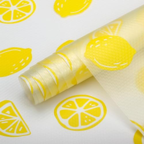 Image of JRM Multipurpose Waterproof EVA Anti-Slip Mat Roll for Kitchen, Drawer, Fridge, and Shelf Liner | Super Strong, Food Grade (Lemon, 45W x 300L cm (3L m))