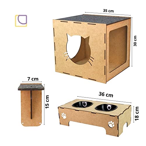 Playground Para Gato 7 Peças Mdf com comedouro pets