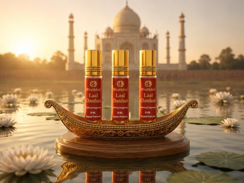Image of Laal Chandaan Attar Roll-On Perfume Oil 8 ml x 3 | Alcohol Free | Long Lasting Rich Fragrance | Men & Women | Pocket Size Travel Friendly Roll On | Daily Wear Fragrance - Pack of 3
