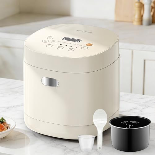 Feekaa Rice Cooker Small 1.5L 6-in-1 Electric Cooker with Timer & Keep Warm Small Multi Cooker for 1-3 People (Quick Cook/Slow Cooker/Cake/Yogurt) Ideal for Home Dorm Office Travel