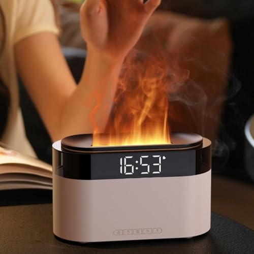 Humidificateur de flamme et diffuseur d'arômes portable, télécommande et horloge - 7