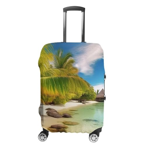 Tropical Beach Scenery Travel Luggage Cover Anti-scratch Suitcase Cover Elastic Suitcase Protective Cover Fits 19-32 Inch Luggage S