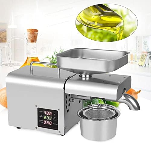 110V Oil Press Machine Heavy Duty Commercial Oil Machine Automatic Oil Expeller Extractor 600W Stainless Steel Oil Extractor Electric Oil Making Machine for Home Oil Maker