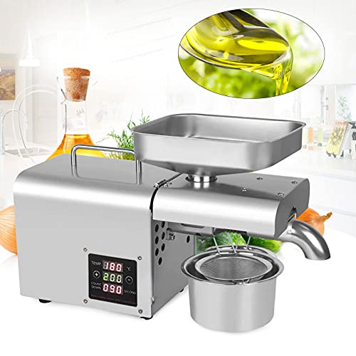 110V Oil Press Machine Heavy Duty Commercial Oil Machine Automatic Oil Expeller Extractor 600W Stainless Steel Oil Extractor Electric Oil Making Machine for Home Oil Maker