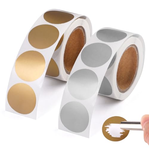 600 Pièces Cartes à Gratter, 2.5 cm Autocollant à Gratter Rond Cartes, DIY Carte à Gratter, Ticket a Gratter, Pastille a Gratter pour Surprise, Cartes...