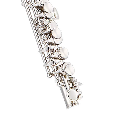 Eastar EPC-2S Silver Plated Piccolo Key of C 2-Piece with Hard Case Cleaning Rod, Cloth, Swab and Gloves