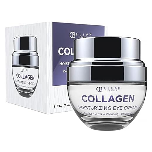 Clear Beauty Collagen Eye Cream - For Dark Circles and Puffiness, Moisturizing & Anti-Aging Under Eye Cream - Cruelty Free Korean Skin Care For All Skin Types - 1.01 OZ