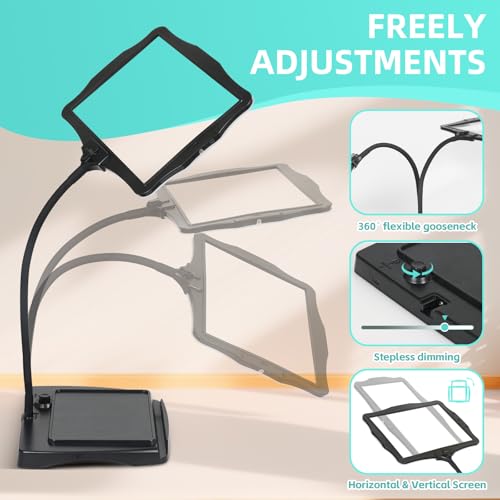 Image of Magnifying Glass with Light and Stand 50 Ultra-Bright LEDs Large Magnifying Lamp with Light Magnifying Glass on Stand Hand-Free with 360 Flexible Gooseneck for Close Work Reading Repair Crafts