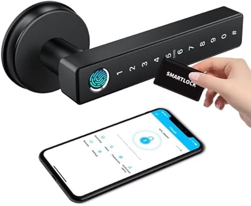 Fingerprint Door Lock, Keyless Entry Door Lock with Keypad, Smart Door Lock for Front Door, Biometric Door Lock, Smart Door Handle Door Knob, 5-IN-1 Access Ways Digital Electronic Door Lock by Tiffane
