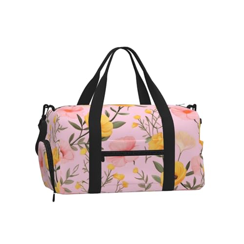 Bolsa de deporte impermeable y floral con compartimento exclusivo para zapatos limpios