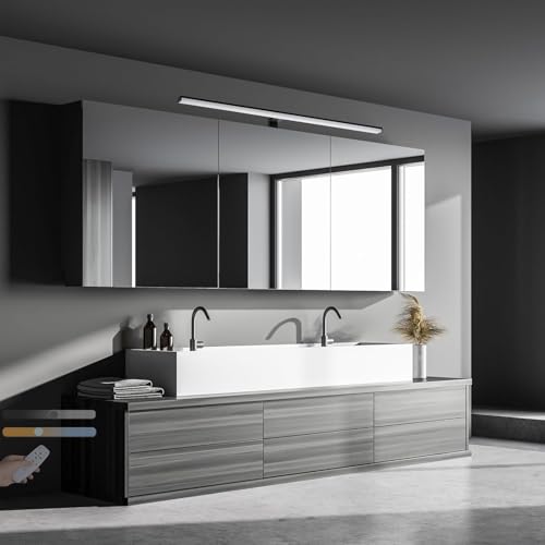 Aplique de pared con control remoto LED negro para espejo de baño