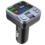 Kabelloser FM-Transmitter, FM-Transmitter für Auto | Kabelloser Musikadapter Radio – Schnellladegerät für Auto mit 2 Anschlüssen mit bunten Lichtern, Radio Empfänger für Auto