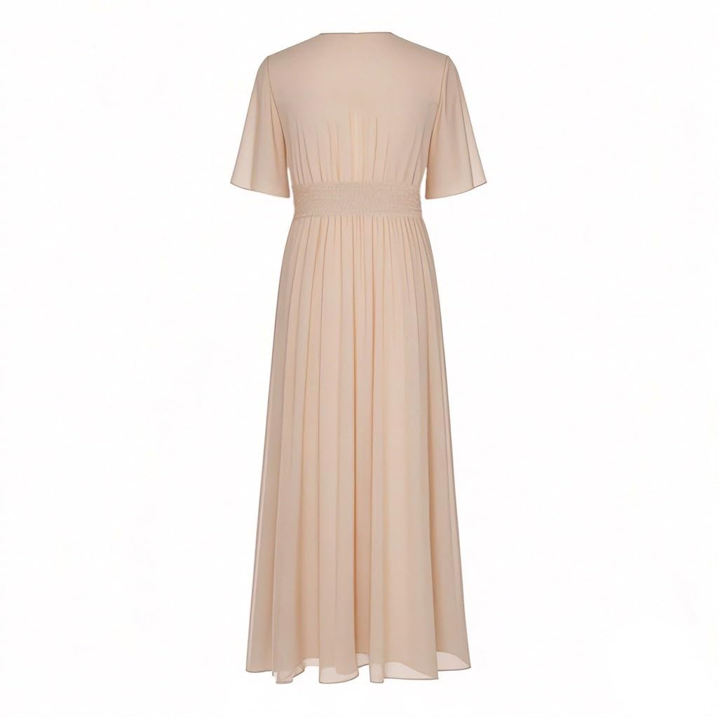 Soldes Robe Longue Femme Chic Et Elegant Robe D'Été de Plage Fluide Swing Décontractée Cocktail Club Dress Grande Taille Robes Ete Femmes Mi Longue Fluide Max Dress pour FêTe Vacances Pas Cher