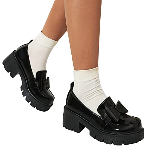 Image of Women's Platform Mary Janes Chunky Heel Ankle Strap Uniform Dress Shoes Heeled Gothic Lolita Oxfords