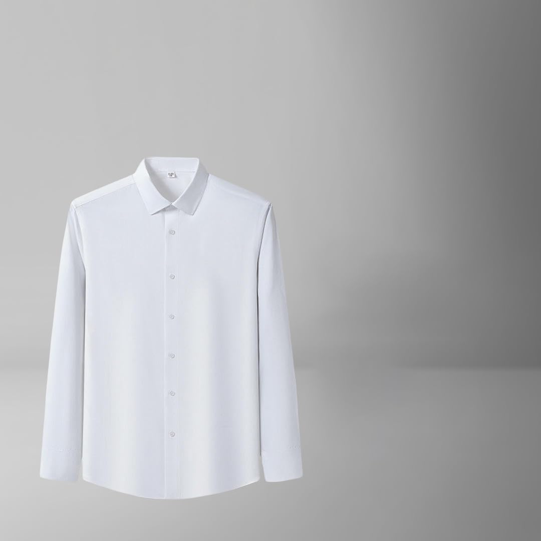 Camisa de algodón para hombre de color sólido, corte ajustado, cuello cuadrado, resistente a las arrugas, ligera, con botones
