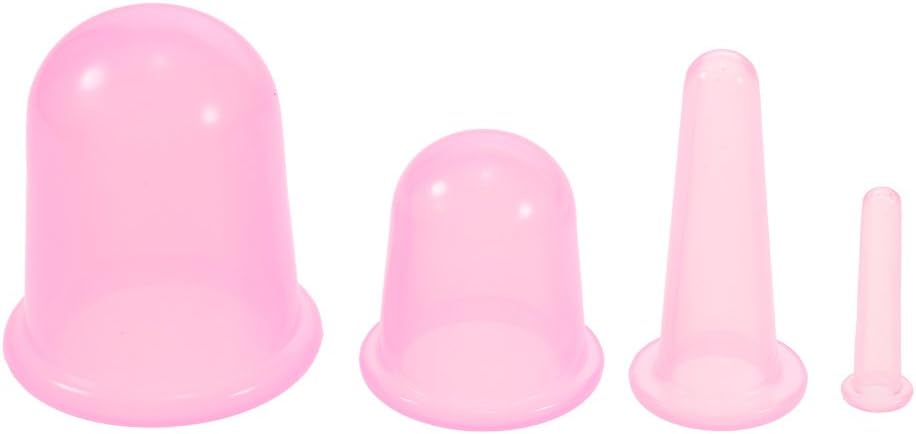 Anself 4pcs 4 sizes Silicone Massage Cup Facial Cupping Cup Vacuum Cupping Face Eye Care Treatment Color Randomly