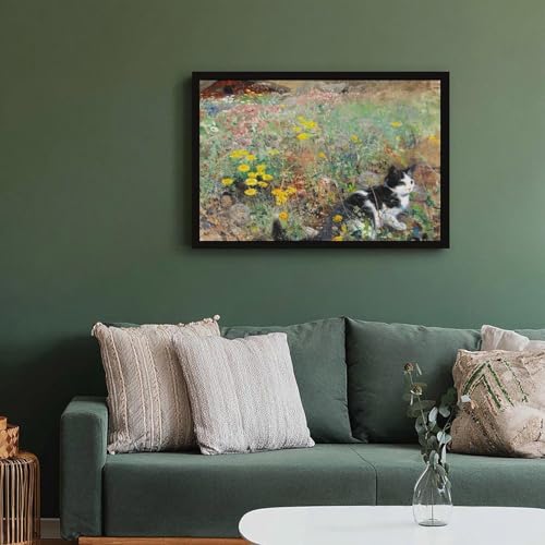 Impression sur toile chat champêtre pour déco murale de bureau