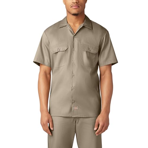 Image of Dickies Men's Short Sleeve Flex Work Shirt - Mechanic & Construction Button Down Shirt, Durable Twill