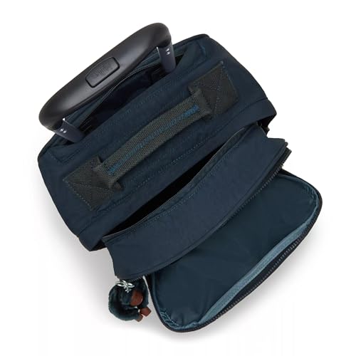 Kipling Women's Gaze Large Rolling, Durable, Wheeled Backpack with Adjustable Shoulder Straps, Nylon Book Bag, True Blue Tonal, 8.25" L x 17.25" H x 12.25" D,1003522513