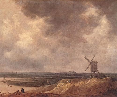 Peinture Murale Moulin Jan Van Goyen Toile Abstraite Paysage Fleuvial Salon 60x90