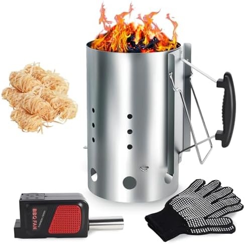 REDACMP 12-Inch Extra Large Rapid Charcoal Chimney Starter Set