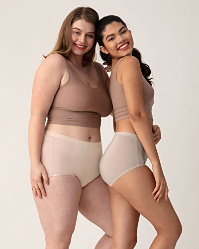 Neione Women's Modal Underwear, High-Waisted Full Briefs, Ultra-Soft, Moisture-Wicking, Breathable 5 Pack Sable Medium #TOP3