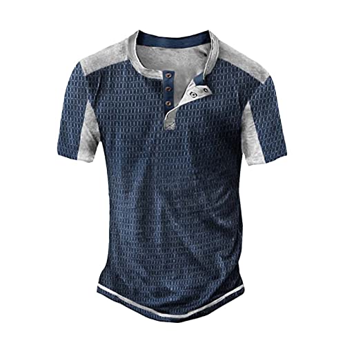 Camisetas para hombre Oversize T Shirt Men V-Cuello Verano Camisas Manga Corta Deportes Camisas Manga Corta Verano Vintage Casual Tops Tee Streetwear, F-azul., S