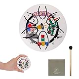 Mini Steel Tongue Drum - 3 Inch 6 Note Outdoor Garden Rain Drum Hand Pan Drum with Mallet & Music Book, Music Gift for Family and Friends (Off-White)