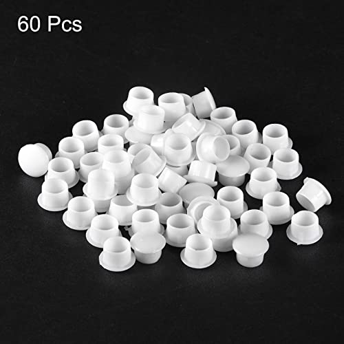 Image of uxcell Screw Hole Plugs, 8mm(5 /16 inch) Dia PP Snap in Shelf Button Flush Type Caps for Furniture Cabinet Cupboard, White 60 Pcs