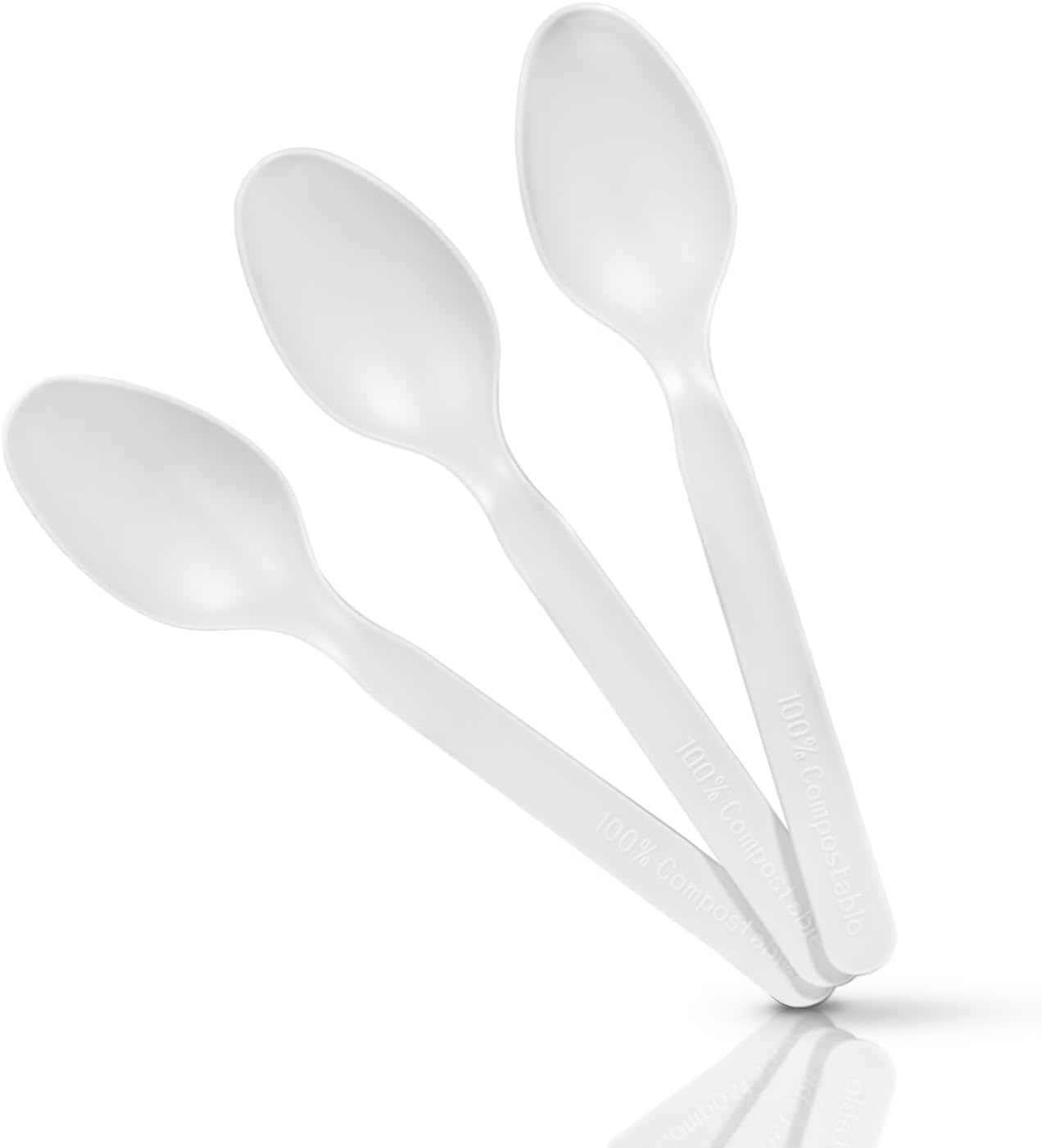 Compostable Spoons [200 Count, 7 in.] – Compostable utensils, biodegradable spoons, compost cutlery, eco friendly cutlery set, disposable forks and spoons, flatware for parties, sustainable