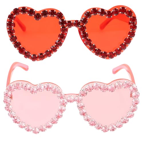 Lunettes de soleil de cœur en acrylique transparent sans monture avec protection UV féminine
