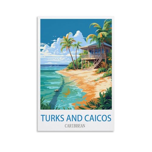 Toile vintage îles Turques et Caïques 50x75cm pour sublimer un mur vide