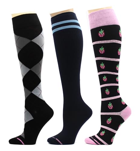 Image of Dr. Motion 3 Pairs Therapeutic Graduated Compression Women's Knee-hi Socks
