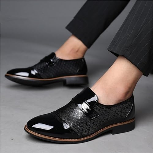 Dress Shoes for Men Men's Designer Oxfords Patent Leather Pointed Toe Flats for Office Daily Wear2