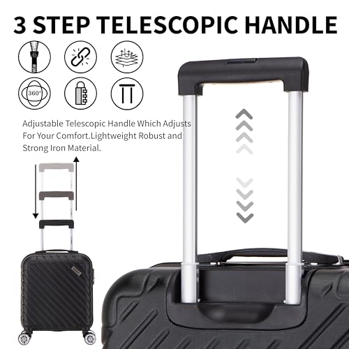Flymax 56X45X25 British Airways Easyjet Cabin Bag Carry On Suitcase Hand Luiggage Exact Fit Hard Shell Cabin Suitcase Only 3Kg + 3 Digit Lock + Telescopic Handle Lightweight 4 Wheel Suitcase 57 Litre - 5