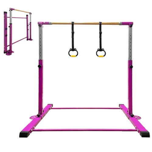 JC-ATHLETICS Gymnastic Kip Bar,Horizontal Bar for Kids Girls Junior,3' to 5' Adjustable Height,Home Gym Equipment,Ideal for Indoor and Home Training,1-4 Levels,260lbs Weight Capacity (Light Purple)