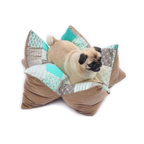 Aumüller Sternenkissen Patchwork Grün - 85 cm - Liegekissen für Hunde und Katzen