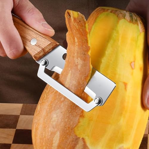Image of Multi-Functional Vegetable Peeler for Kitchen, 2-in-1 Stainless Steel Fruit & Vegetable Peeler with Bottle Opener, Wooden Handle Portable Peeling Tool for Potato, Apple, Pumpkin, Papaya