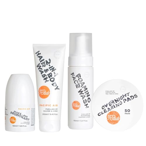 31st State Skincare Grooming Gift Set - Core Four Foaming Face Wash (150ml), 2-IN-1 Hair & Body Wash...