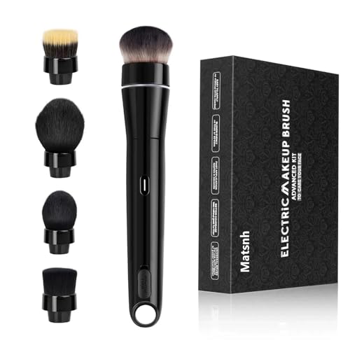 MATSNH Electric Rotating Makeup Brush Set - Professional 360 Spinning Foundation Blending Tool with 5 Replaceable Brush Heads 2 Speeds & USB Rechargeable - Ideal Beauty Gift for Women