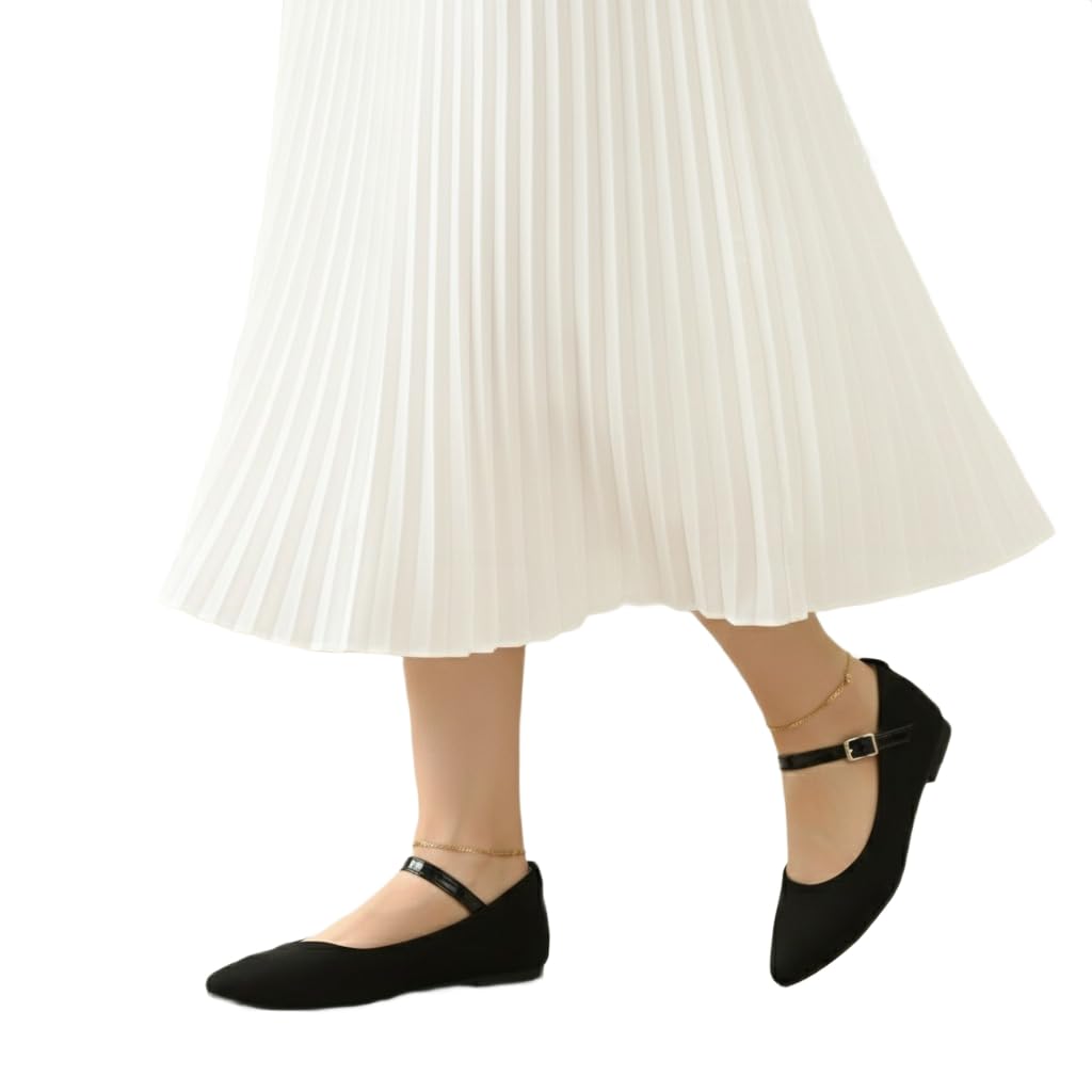 Suede Casual Footwear for Womens Stylish Flat Chappl Bellies for Party Formal Wear Casuals Comfortable and Fashionable Flat bellies for Women & Girls Women's Pointed Toe Ankle Strap Flats, D'Orsay Style Pointed Toe Slip-On Shoes with Low Heel, Casual Comfortable Footwear-image-7