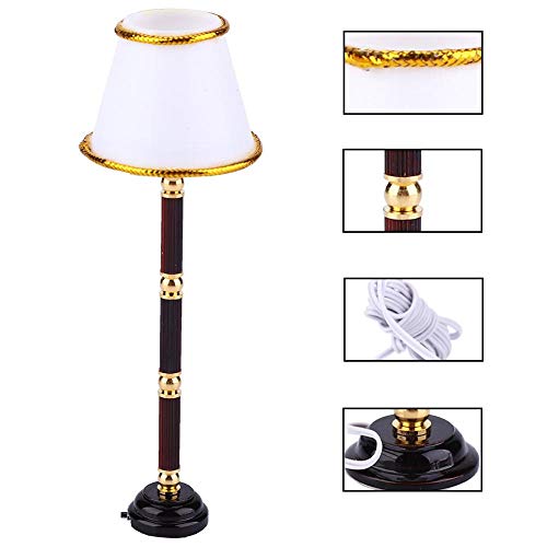 Puppenhaus Zubehör 1:12 Puppenhaus Mini Simulation Metall LED Stehlampe Moderne Nachttischlampe Spielzeug Puppenhaus… – Bild 2