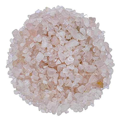 Image of Amazing Gemstone Rose Quartz Crystal Chips Aquarium Gravel Rocks - Rose Quartz Chips Bulk Fish Tank Gravel, Small Tumbled Stone Chips and Tiny Crystals for Decoration (AAA Grade) (1000+ Carat Chips)